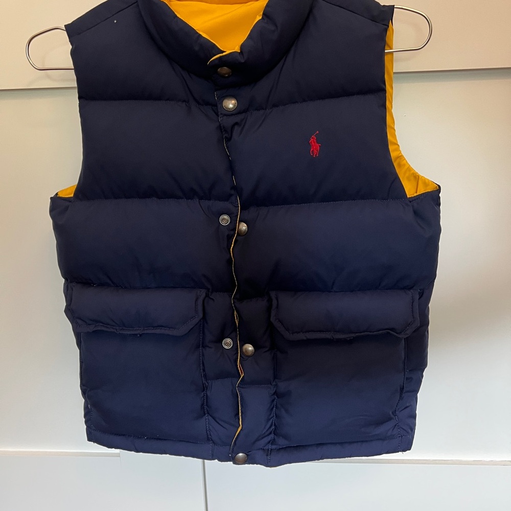 Polo by Ralph Lauren Blue and Yellow Reversible Puffer Vest